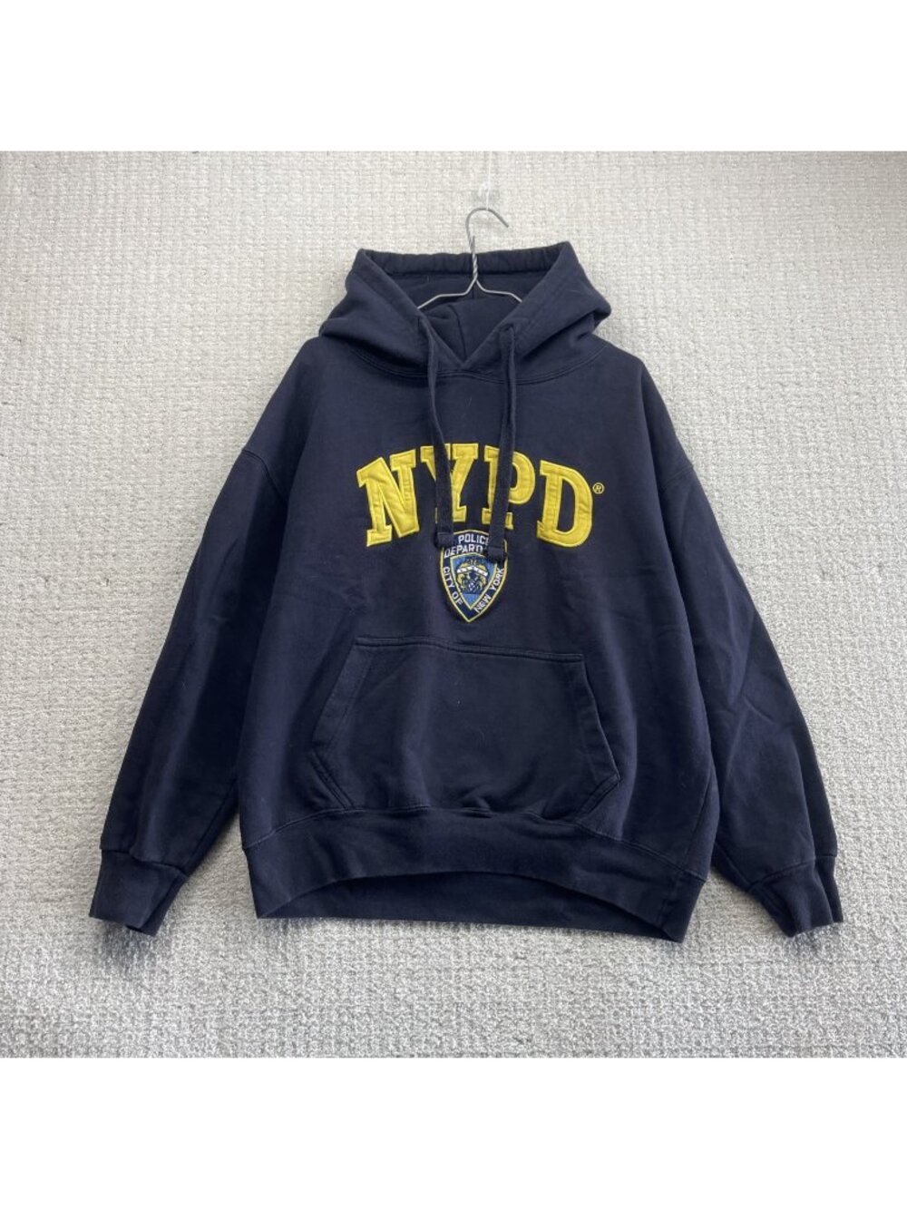 Y2K NYPD Hoodie Adult L Navy Blue NYC New York Police Sweatshirt Heavy Read